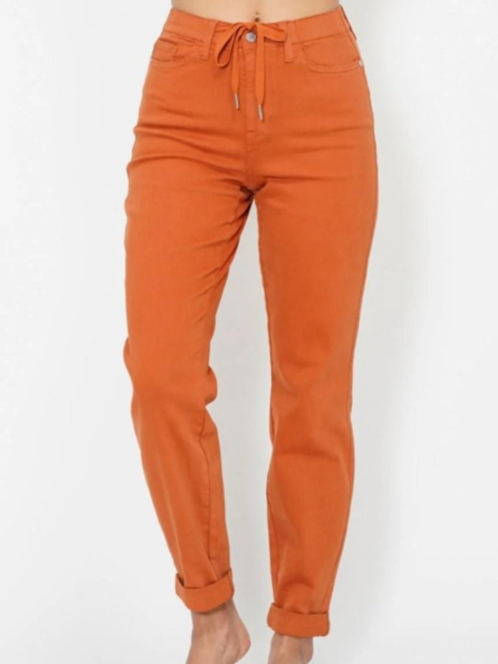 Judy Blue Garment Dyed Auburn Orange Double Cuff Jogger Jeans Size 11/30